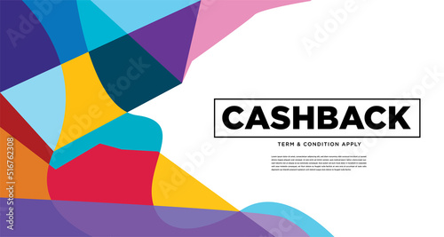 Colorful abstract geometric and fluid banner template for marketing promotion material. Giveaway, cash back, gift card, and member card bonus design template.