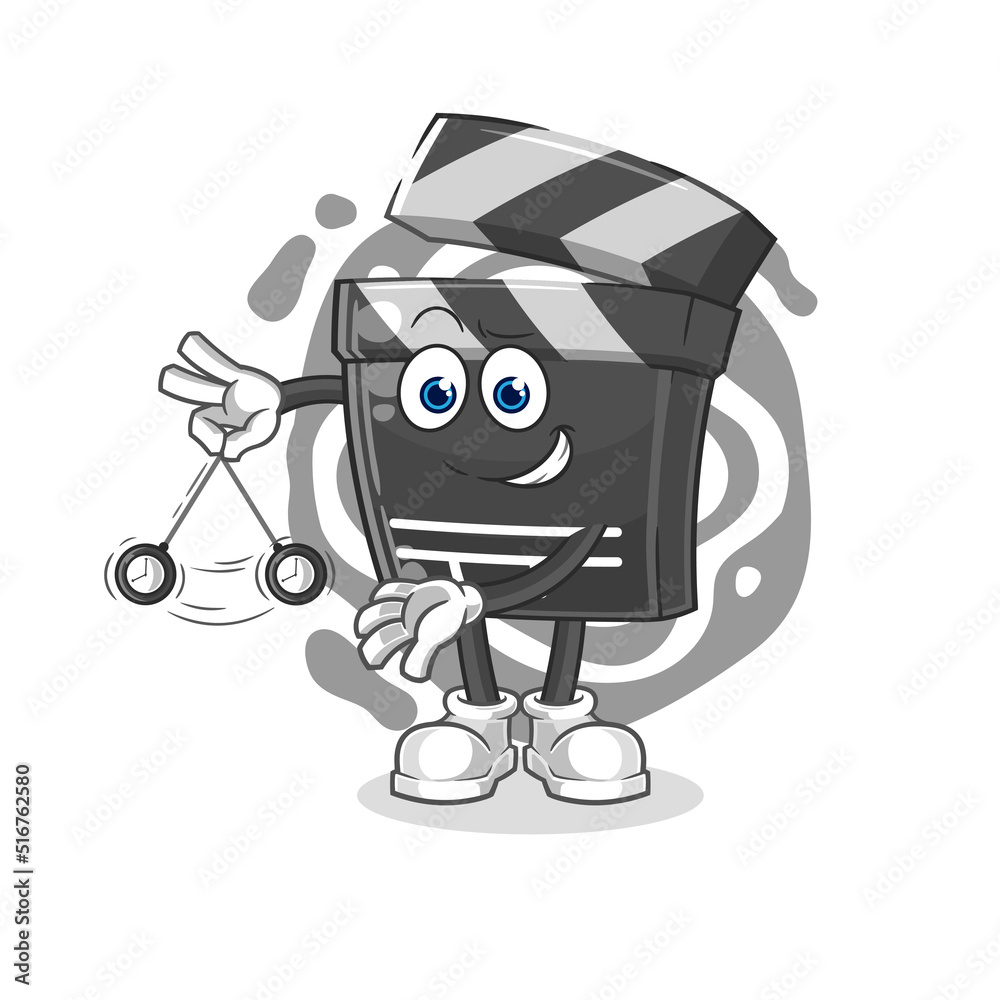 clapboard hypnotizing cartoon. cartoon mascot vector clapboard hypnotizing cartoon. cartoon mascot vector