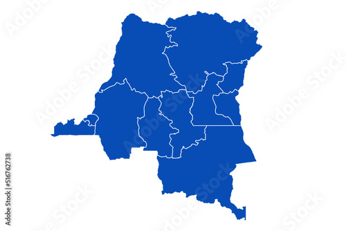 congo DR Map blue Color on White Backgound