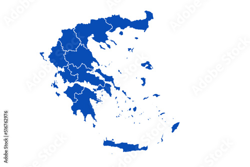 Greece Map. blue Color on White Backgound