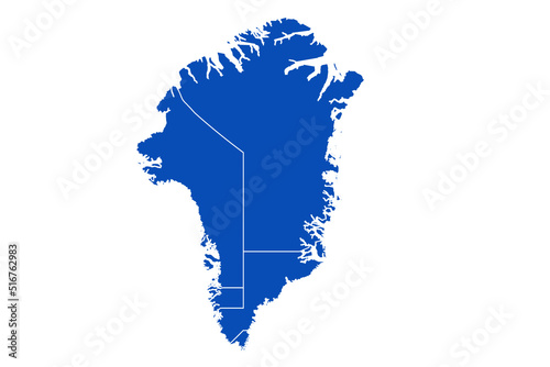 Greenland Map blue Color on White Backgound