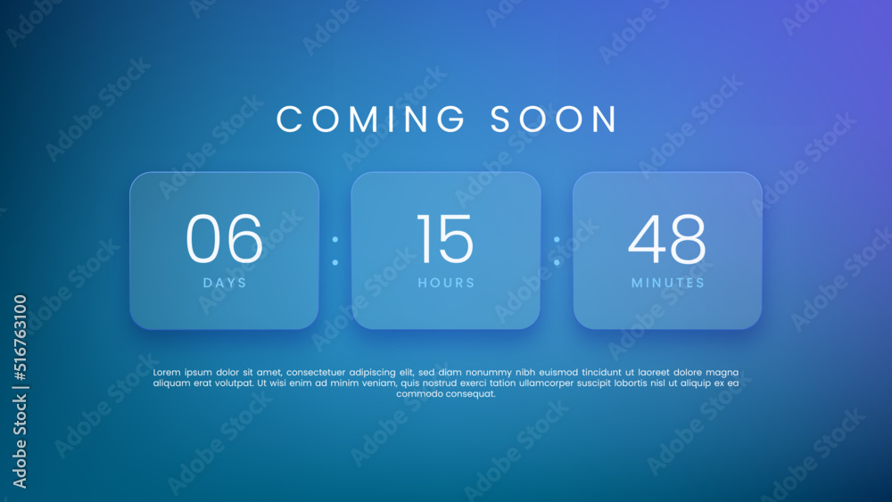 Coming soon countdown timer for website - obrazy, fototapety, plakaty 