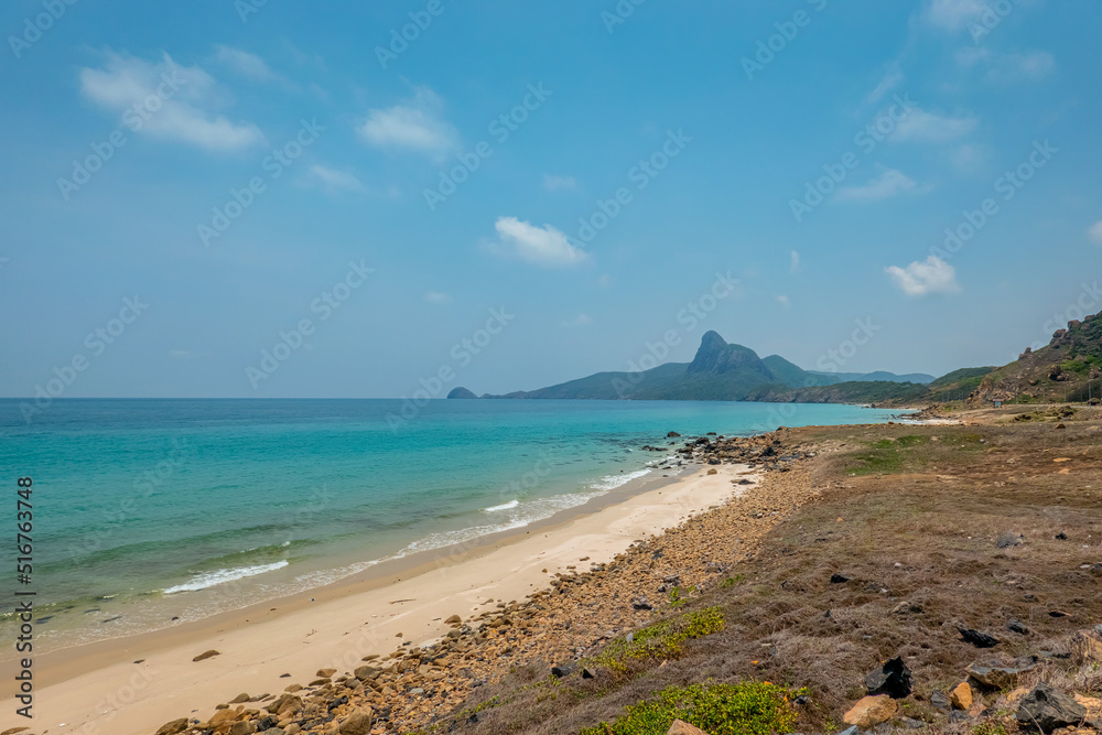 Aerial view of Nhat beach, Con Dao island, Ba Ria Vung Tau, Vietnam. Sunset beautiful