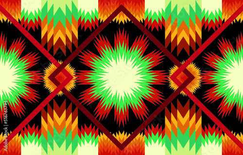 Geometric vector background with sacral tribal ethnic elements. Traditional triangles gypsy geometric forms sprites tribal themes apparel fabric tapestry print