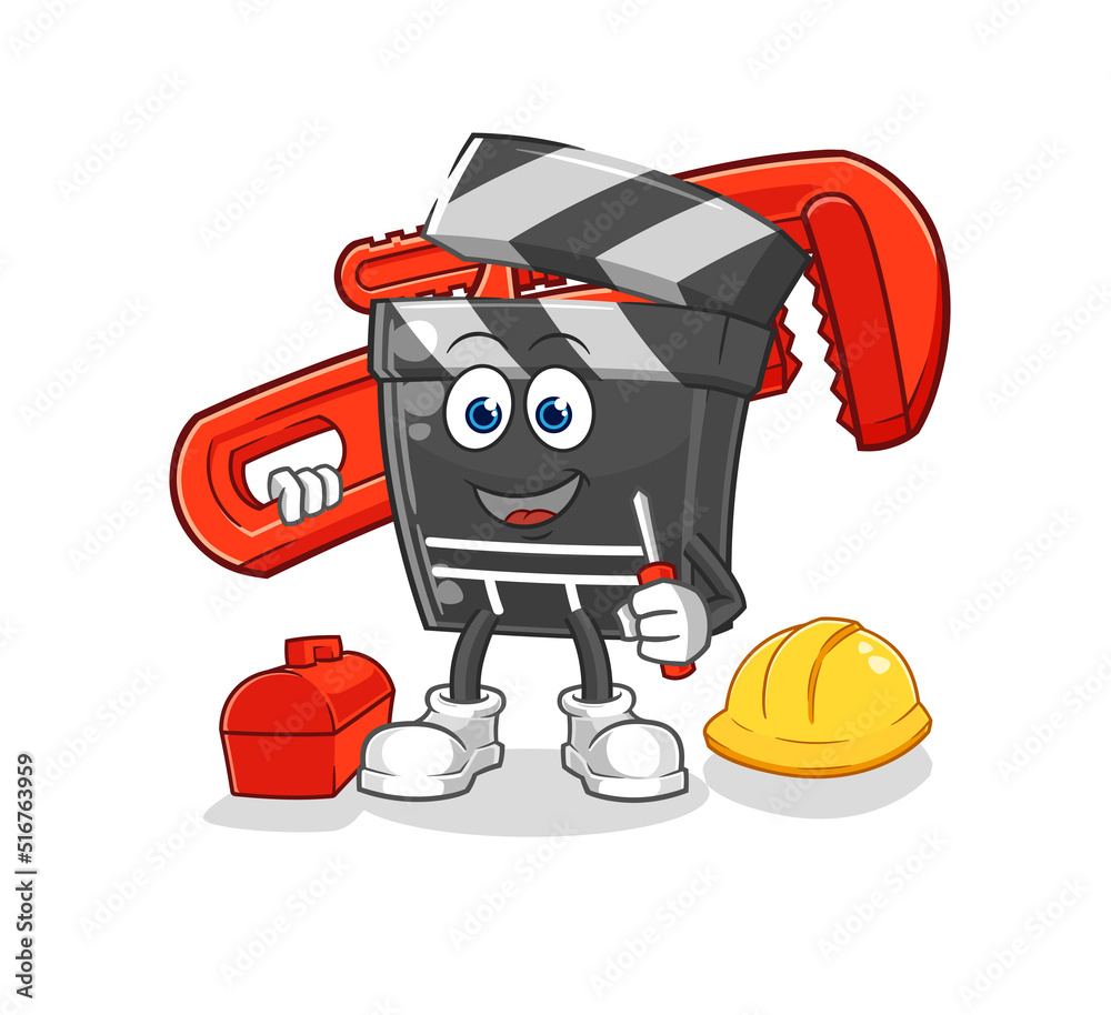 Fototapeta premium clapboard plumber cartoon. cartoon mascot vector