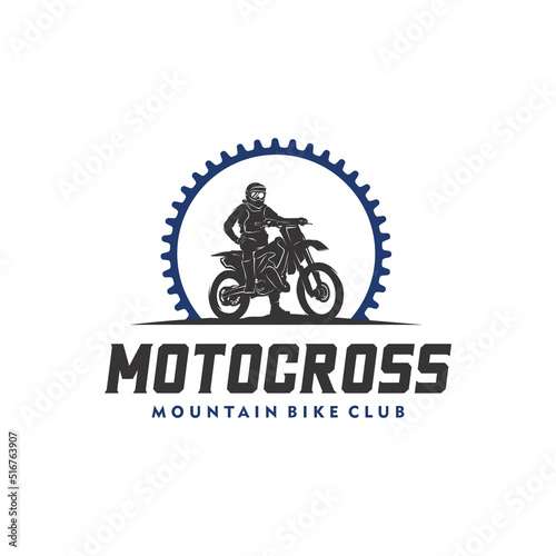 Motocross silhouette logo design template