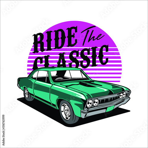 ride classic .stylish t-shirt and apparel abstract design for cars . Vector print, typography, poster. Global swatches
