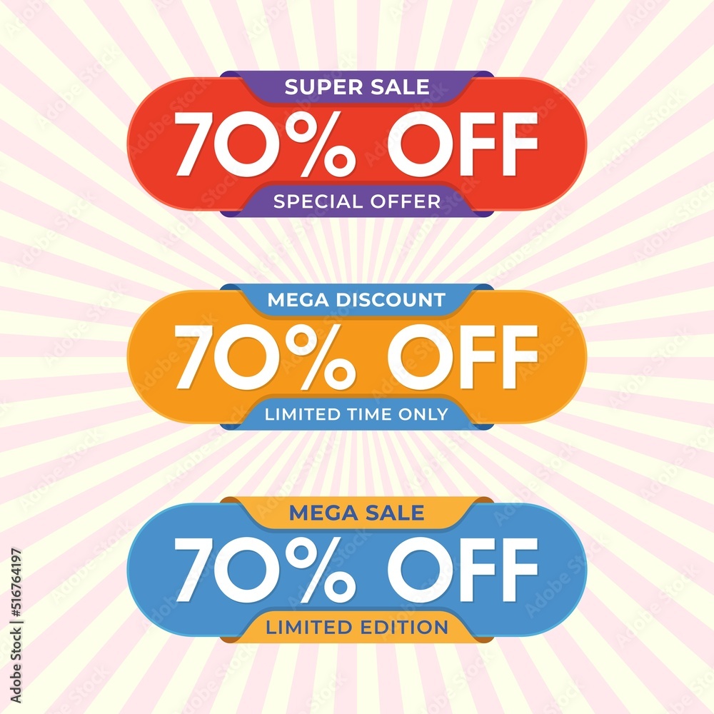 Super Sale banner template design, Special discount up to 70% off. Special offer discount template design. Super Sale banner template design, Special discount up to 70% off. Special offer discount template design.