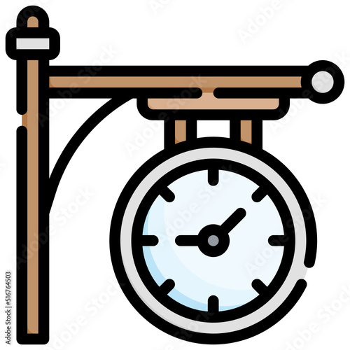 CLOCK filled outline icon,linear,outline,graphic,illustration