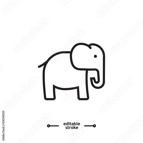 elephant wild animal icon vector, sign, symbol, logo, illustration, editable stroke, flat design style isolated on white linear