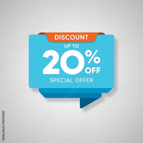 Discount up to 20% special offer banner template, Special offer discount template design.