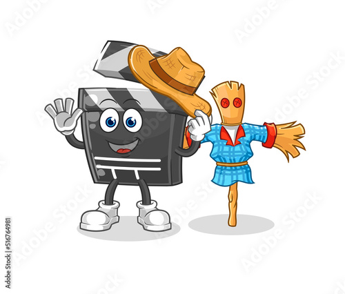 clapboard with scarecrows cartoon character vector