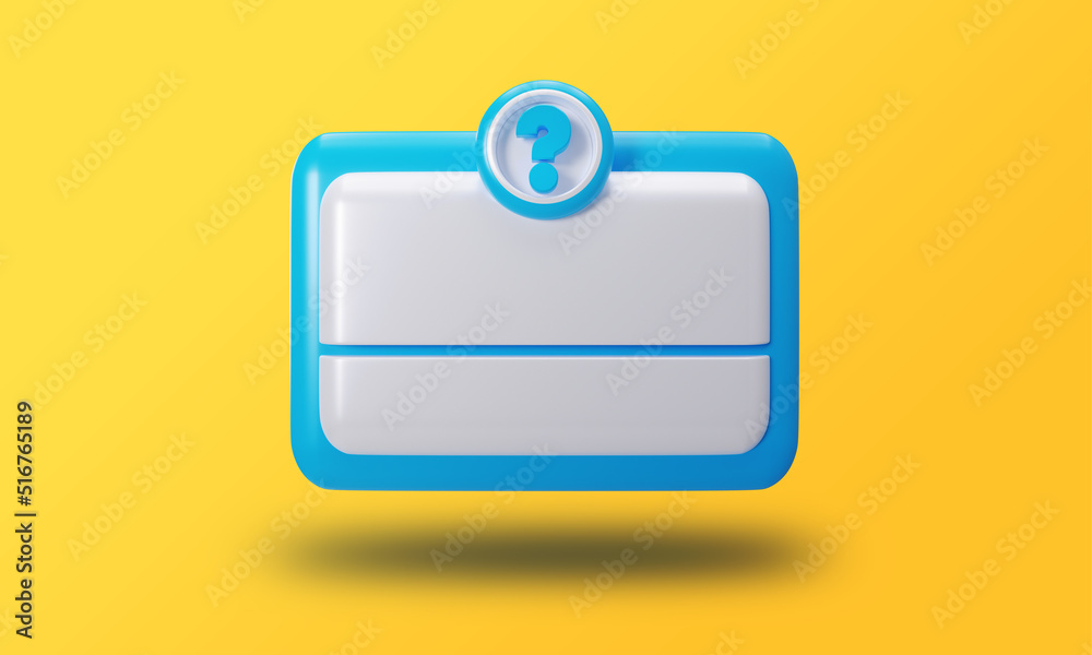 3D Rendering Question Box Interface Mockup