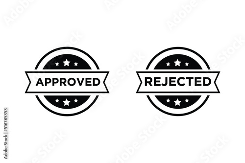 Rubber stamp approved and rejected badges, Seal stamp approved badges.