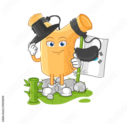 slingshot korean character. cartoon mascot vector