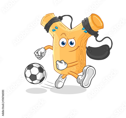 slingshot kicking the ball cartoon. cartoon mascot vector