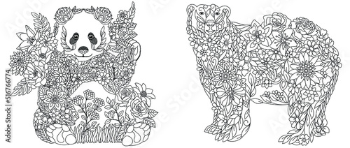 Panda and polar bear coloring pages