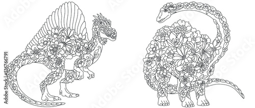 Spinosaurus and diplodocus coloring pages