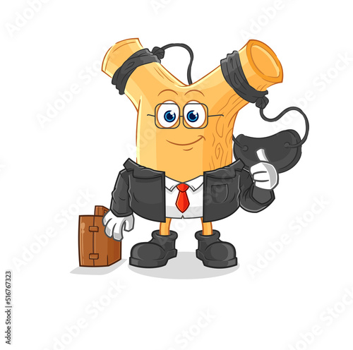 slingshot office worker mascot. cartoon vector