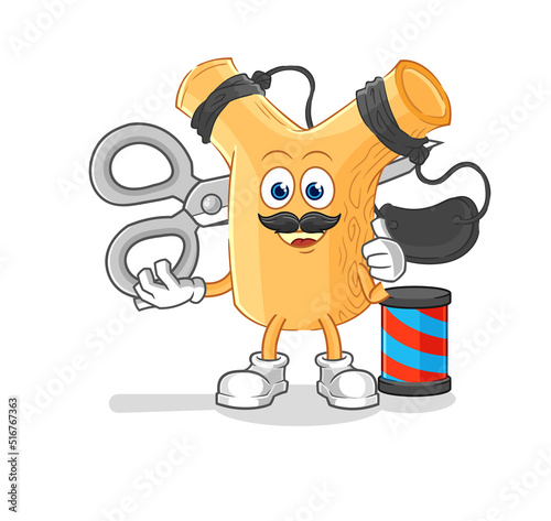 slingshot barber cartoon. cartoon mascot vector