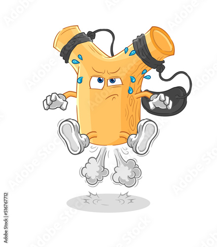 slingshot fart jumping illustration. character vector