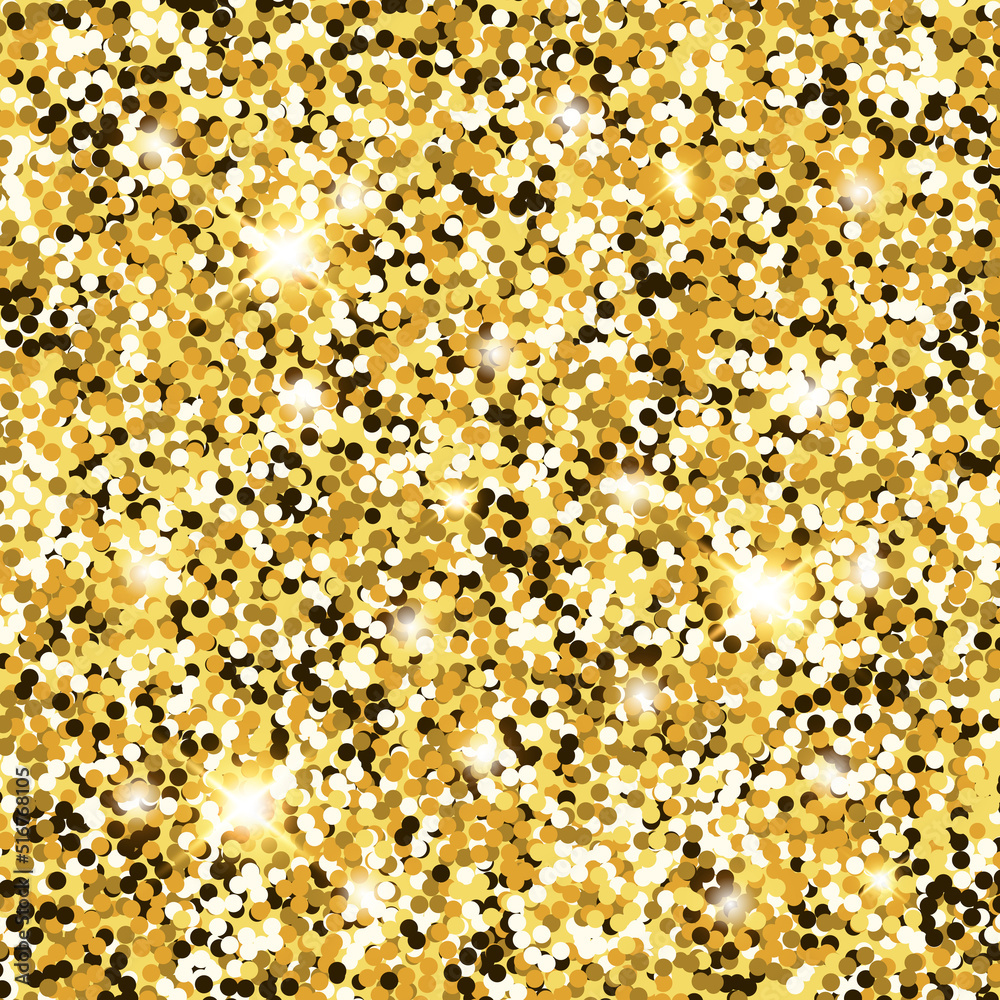 Gold glitter background, shiny wrapper, isolated vector illustration for creating holiday designs