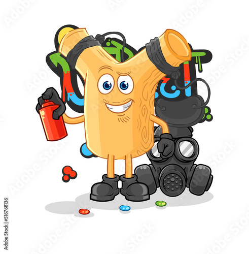 slingshot graffiti artist vector. cartoon character