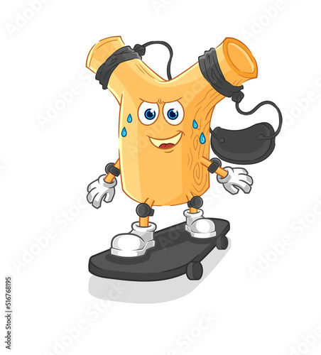 slingshot riding skateboard cartoon character vector