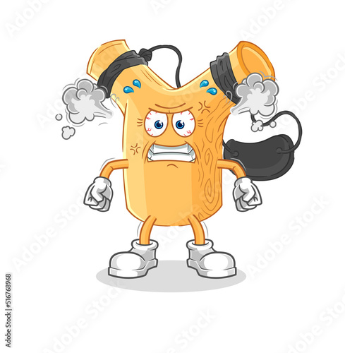 slingshot very angry mascot. cartoon vector