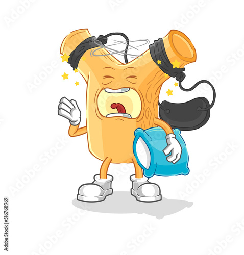 slingshot yawn character. cartoon mascot vector