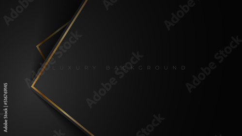 Abstract background with gold lines. Minimal luxury concept. Dark overlap shape with golden lines