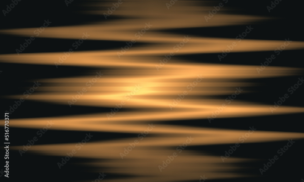 Golden zigzag with shiny spotlight shimmering in deep dark space. Mesmerizing artwork in smooth digital style. Warm yellow flash light over black. Great as splash screen, poster, cover print, backdrop