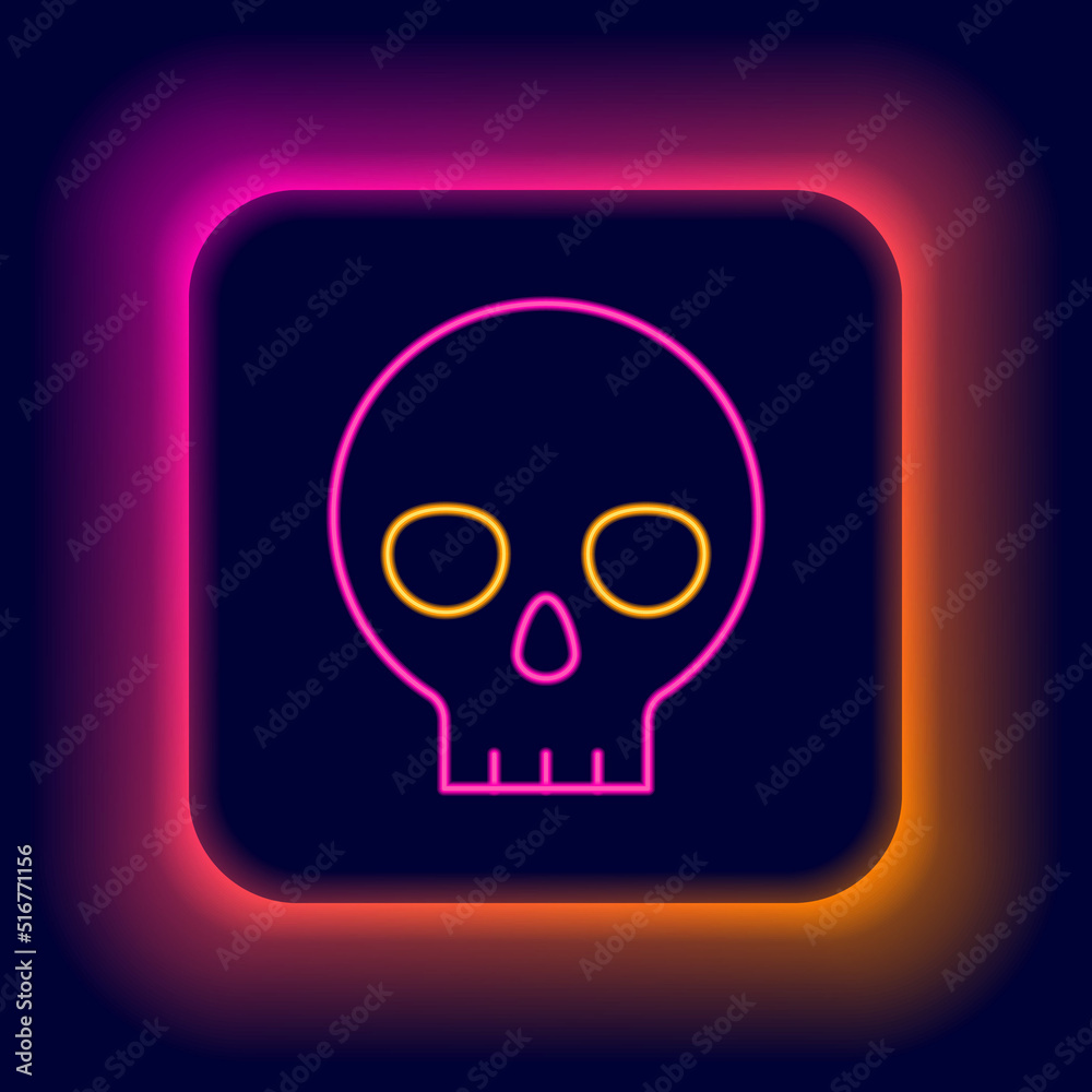 Glowing neon line Human skull icon isolated on black background. Colorful outline concept. Vector Glowing neon line Human skull icon isolated on black background. Colorful outline concept. Vector