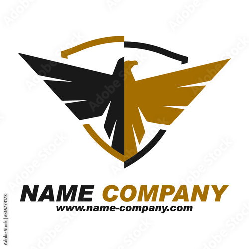 logo bouclier aigle entreprise sécurité protection or