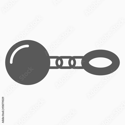 shackle icon, pensioner vector, chain and ball illustration
