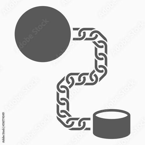 shackle icon, pensioner vector, chain and ball illustration