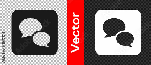 Black Speech bubble chat icon isolated on transparent background. Message icon. Communication or comment chat symbol. Vector