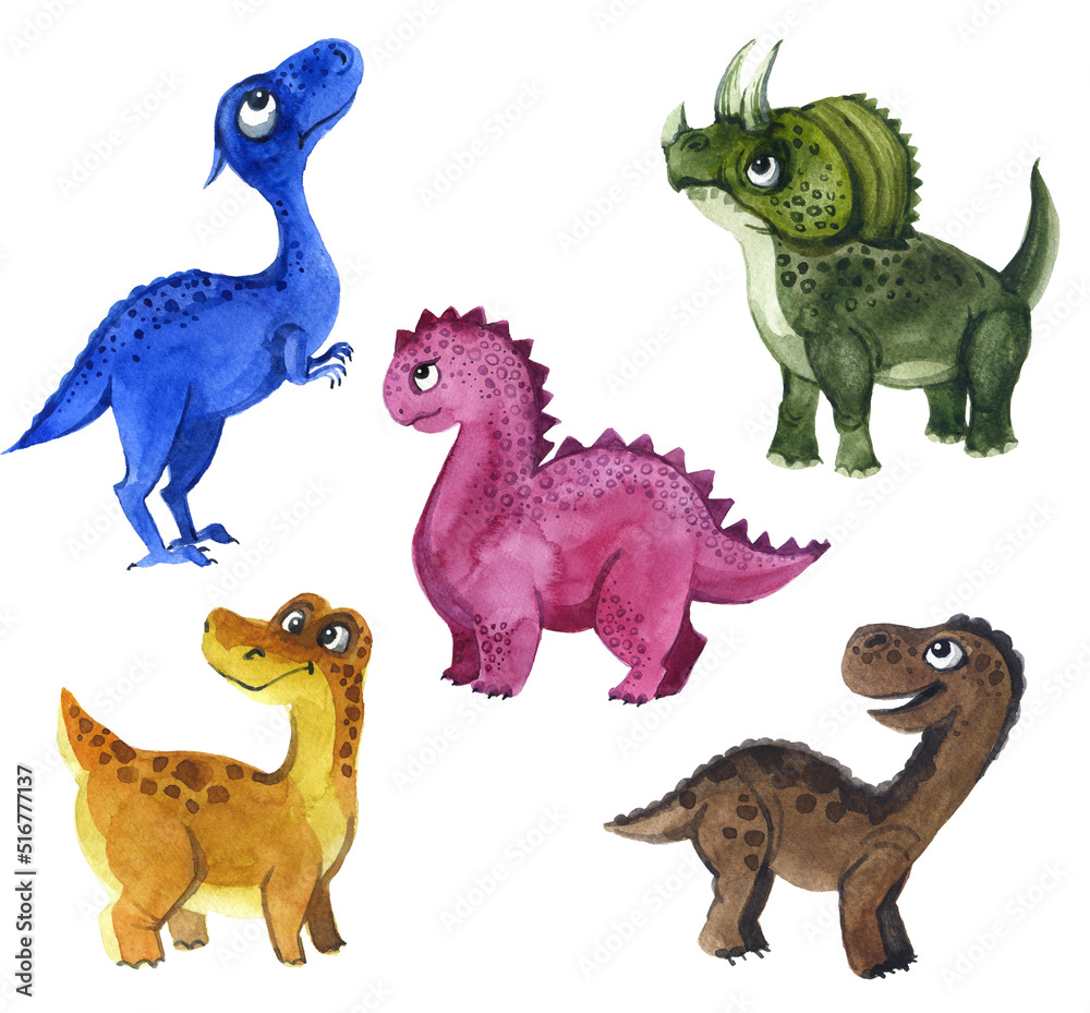 Watercolor baby dinosaur clipart. Watercolor dino illustration. adorable jurassic tyrannosaurus. funny dinosaur clipart. cute dino children illustration cartoon character drawing green