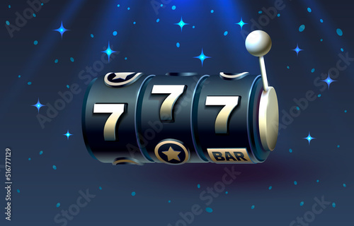 Casino slots winner, fortune of luck, 777 win banner. Vector