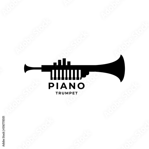 Photography piano and trumpet Modern professional logo jazz music.