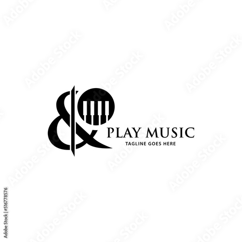 Photography piano and trumpet Modern professional logo jazz music.