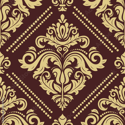 Orient classic pattern. Seamless abstract background with vintage elements. Orient brown and golden background. Ornament for wallpaper and packaging