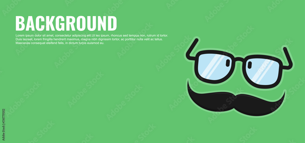 Vector background with father's day theme and elements. Green background with glasses, moustache and blank section for text nice for banner template Vector background with father's day theme and elements. Green background with glasses, moustache and blank section for text nice for banner template
