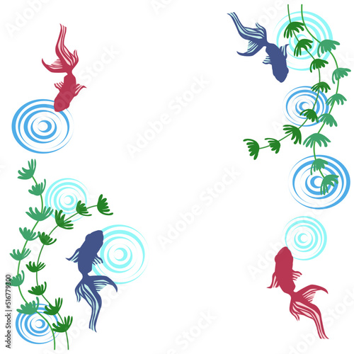 金魚と波紋の背景素材