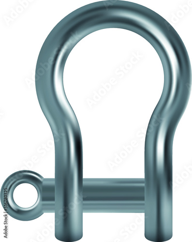 Heavy duty shackle (d-ring) for vehicle recovery. Vector EPS-10