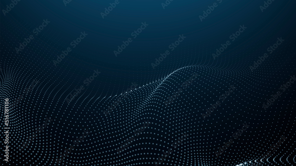 Obraz premium Abstract digital wave of particles. Futuristic point wave. Technology background vector. 3D rendering.