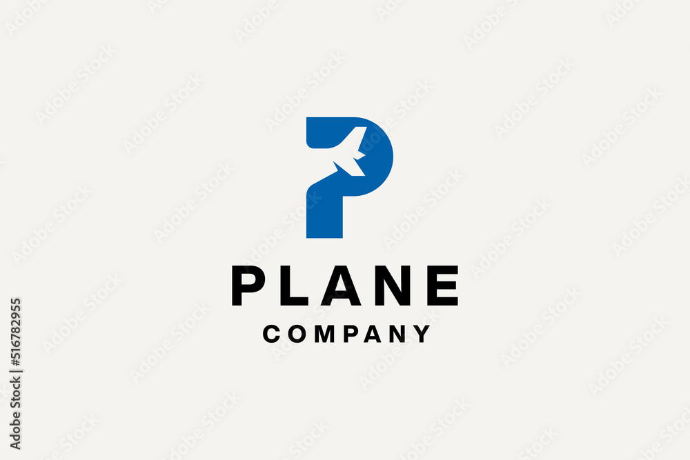 Plane with letter P logo design vector illustration. Plane with letter P logo design vector illustration.