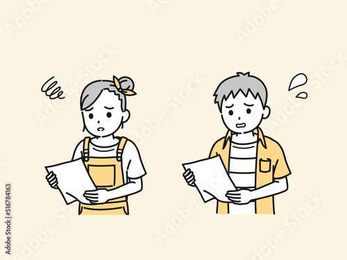 答案用紙を見て落ち込む子供　テスト　成績　イラスト