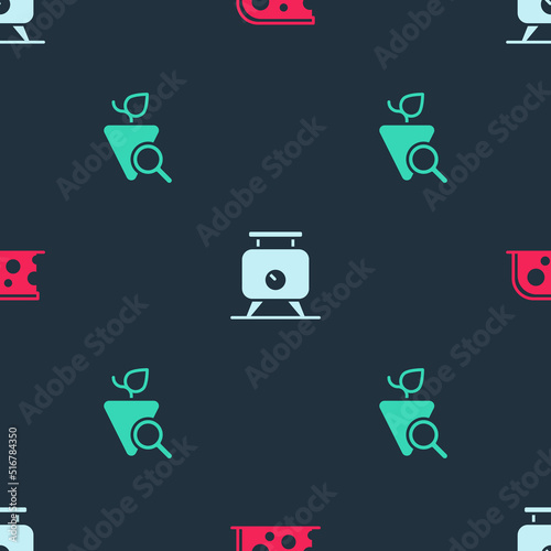 Set Cheese, Fermentation of grapes and Grapes on seamless pattern. Vector