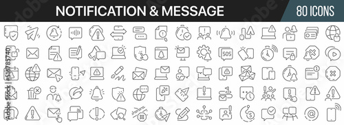 Canvas Print Notification and message line icons collection